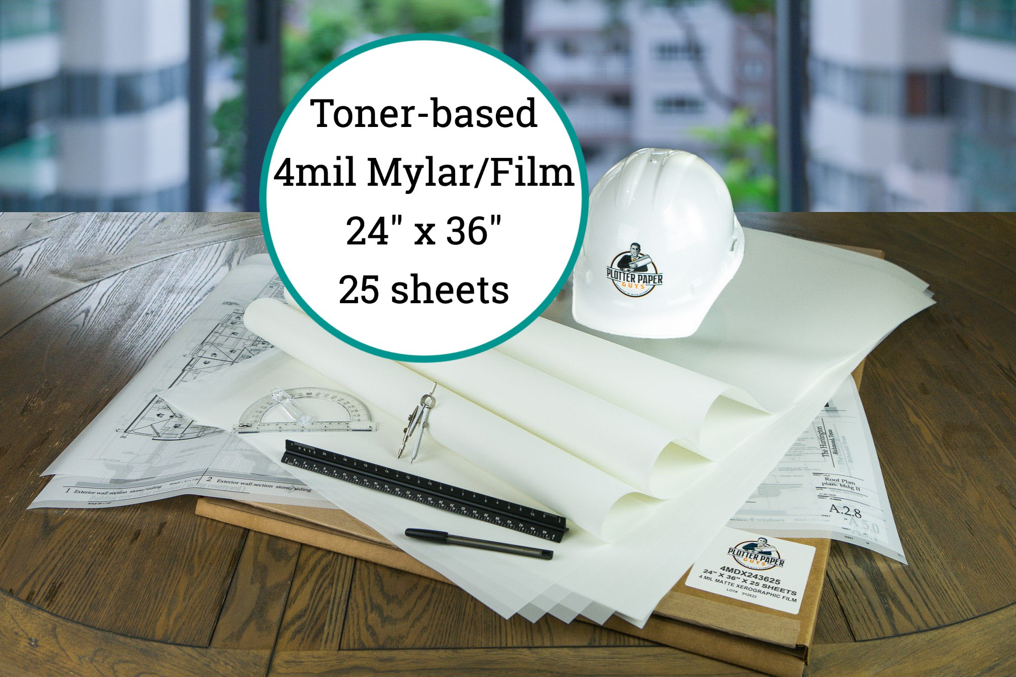 3 Mil Double Matte Xerographic Mylar / Film - 24 x 36 (25 sheets) -  Plotter Paper Guys
